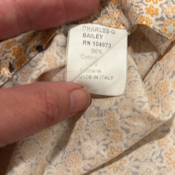 CHARLES G BAILEY yellow floral button down shirt size Large - Picture 6 of 6